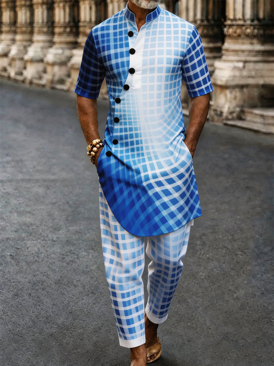 Men's Casual Vacation Cotton Shirt Set